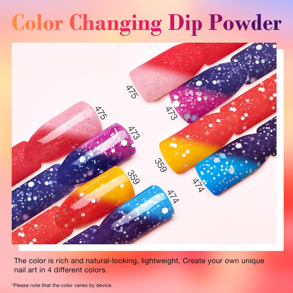AZUREBEAUTY Color Changing Dip Powder Nail Kit Starter — 4-Color Change, No Lamp Needed, Base/Top/Activator Included