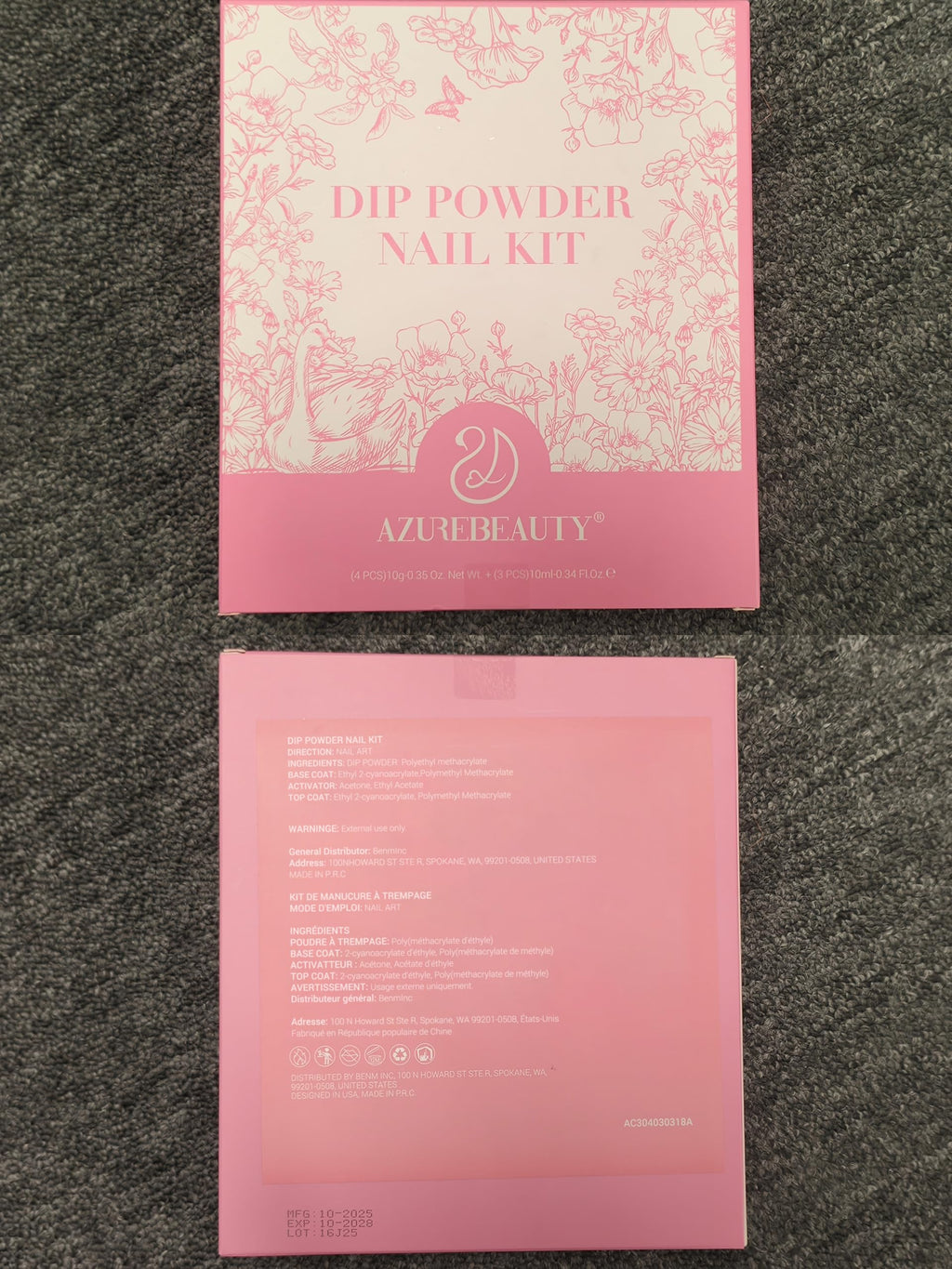 AZUREBEAUTY Dip Powder Nail Starter Kit — 4 Translucent Jelly Nude Shades + Base, Top & Activator