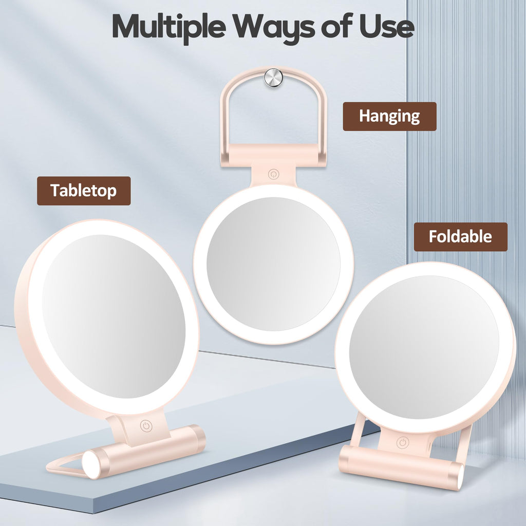 B Beauty Planet Magnifying Mirror with Light 30X — Dual-Sided 1X/30X, Pink, 2000mAh