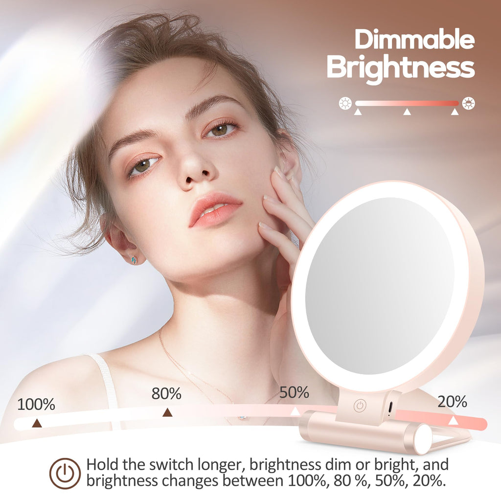 B Beauty Planet Magnifying Mirror with Light 30X — Dual-Sided 1X/30X, Pink, 2000mAh