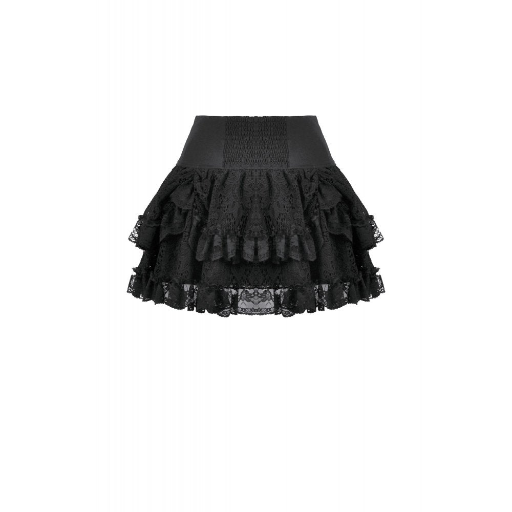 Dark in Love Punk Eyelet Lace Layered Mini Skirt