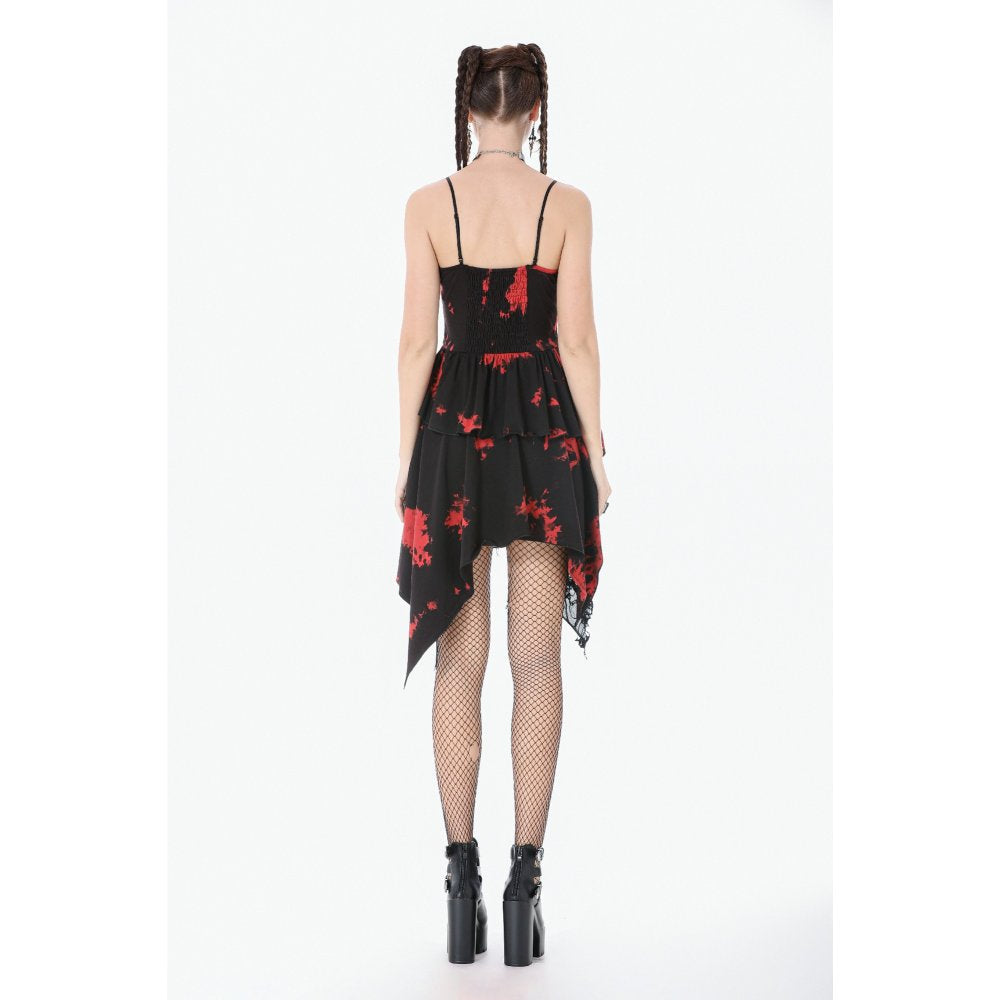 Dark in Love Red-Black Tie Dye Punk Dress