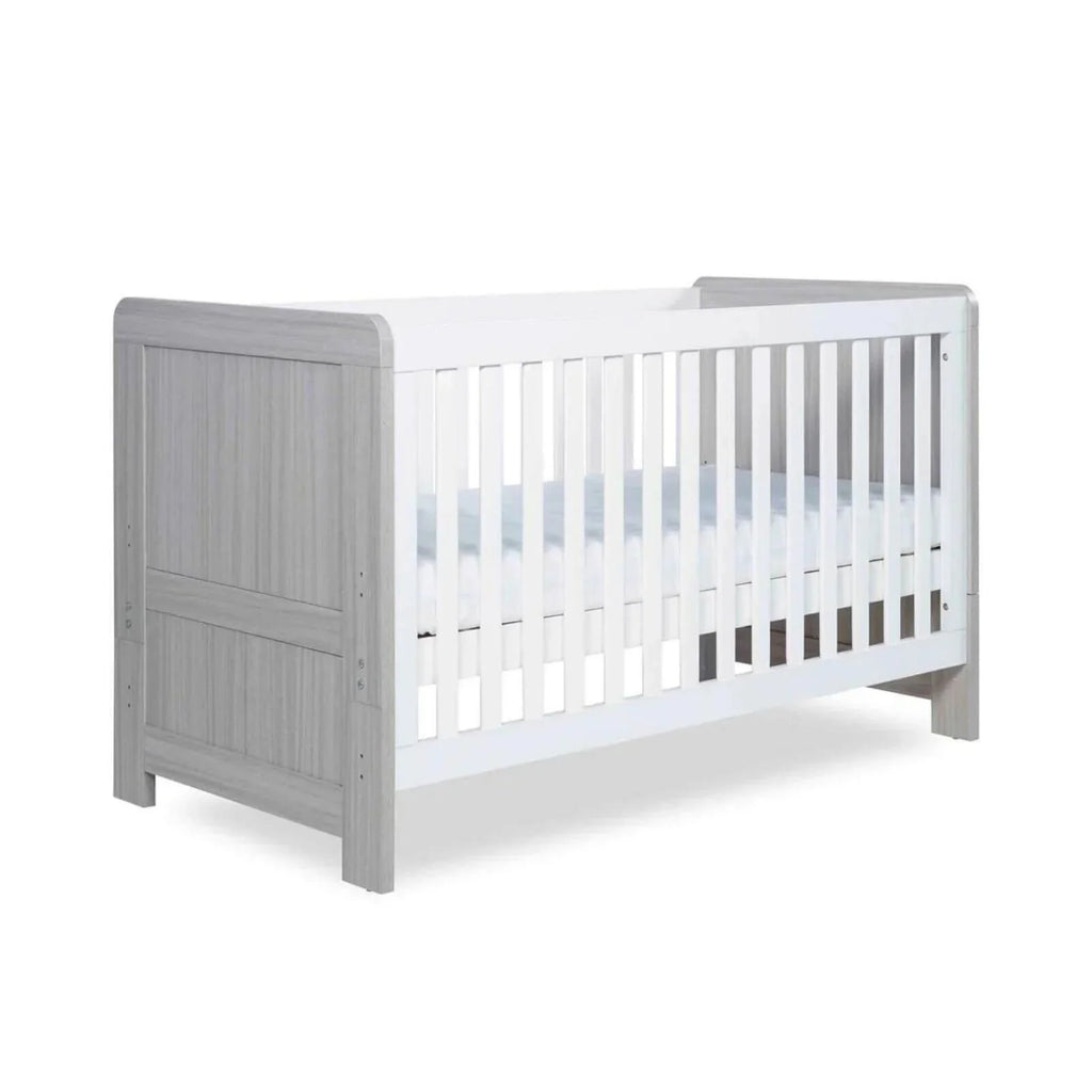 Ickle Bubba Pembrey Cot Bed Ash Grey - Premium Sprung Mattress