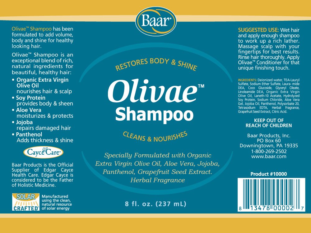 Baar Olivae Shampoo, 8 oz. – Olive Oil Nourishment for Hair