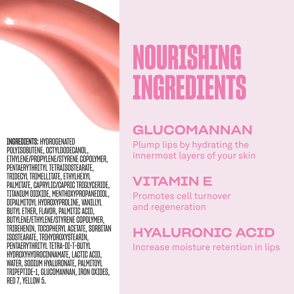 BABE ORIGINAL Plumping Lip Jelly – Peptides & Hyaluronic Acid Lip Gloss (Peach) | vegan & cruelty-free