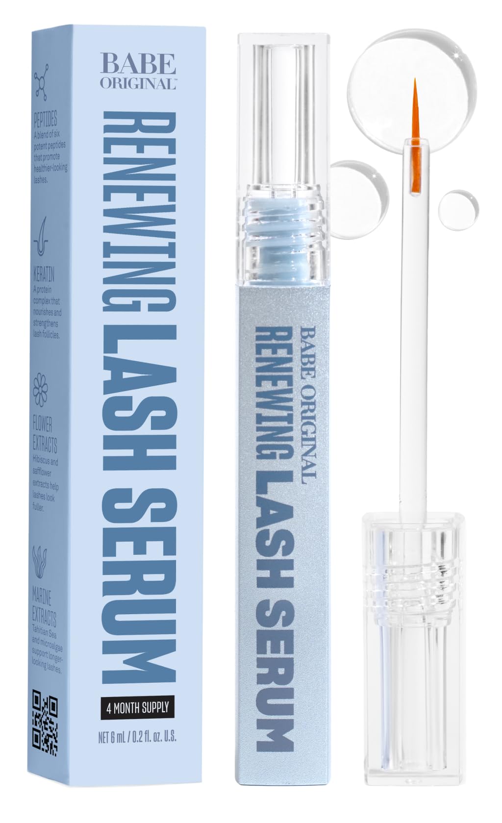 BABE ORIGINAL Renewing Lash Serum | Peptide-Infused for Fuller, Longer-Looking Lashes | 6mL | Cruelty-Free