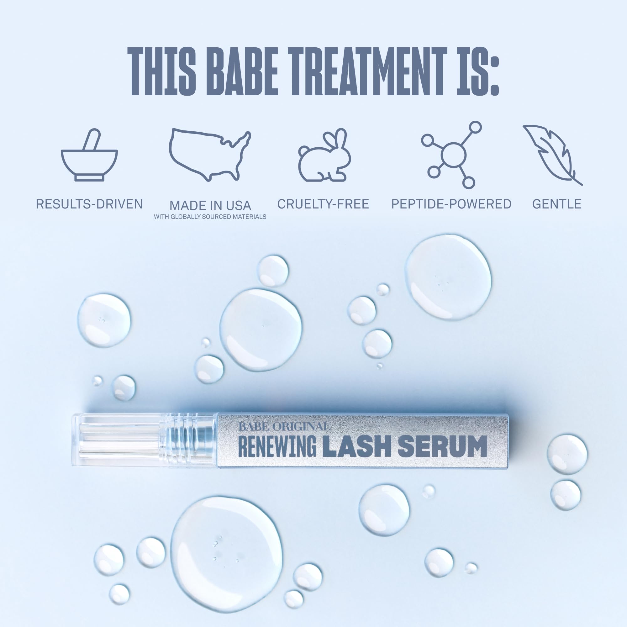 BABE ORIGINAL Renewing Lash Serum – Pro-6 Peptide Complex for Fuller, Longer-Looking Lashes