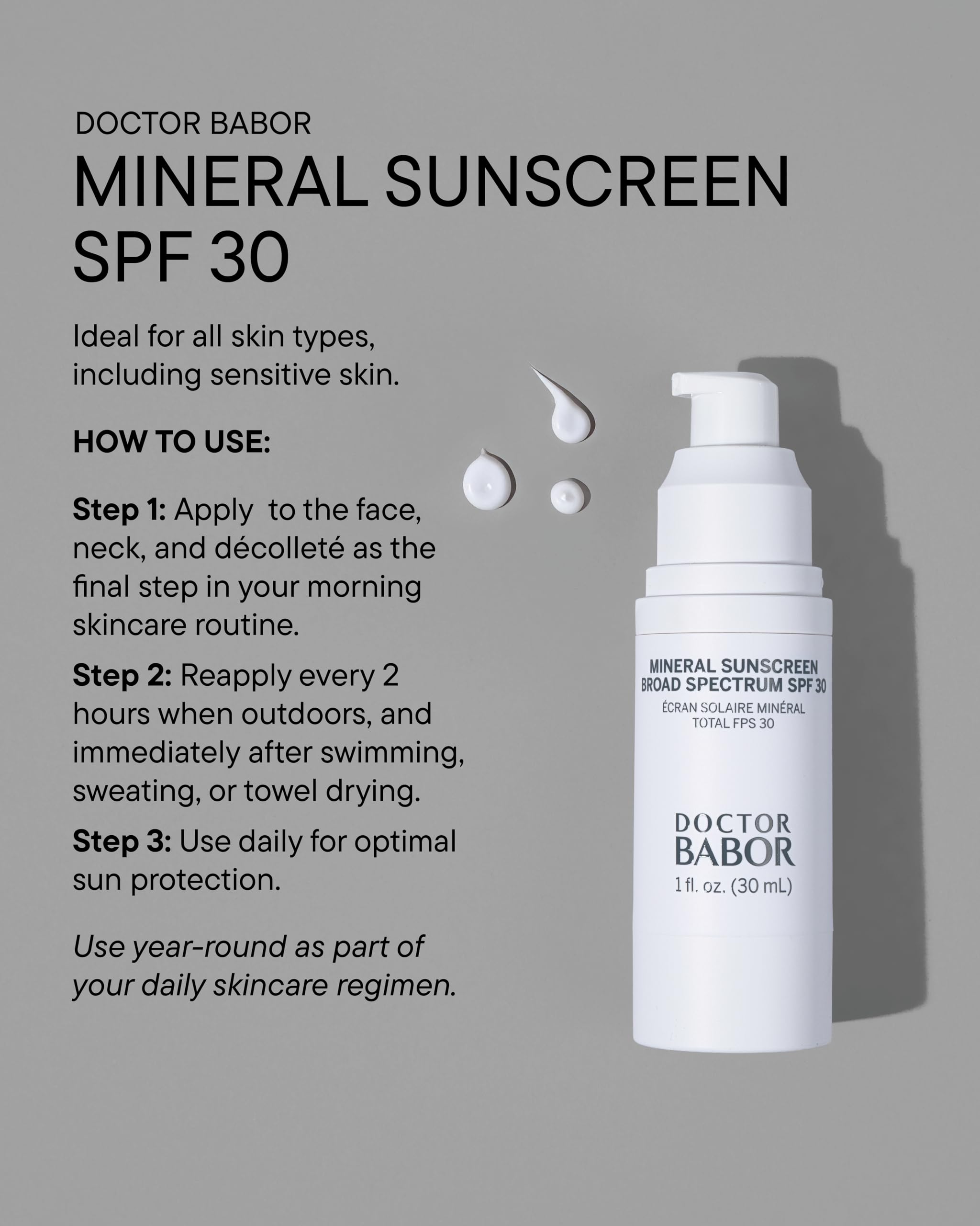 BABOR Doctor Protect RX Mineral Face Sunscreen SPF 30 – Sheer, No White Cast