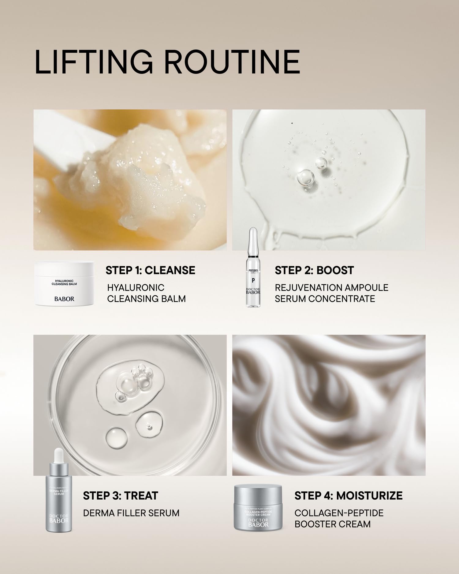 BABOR Collagen Peptide Booster Cream – Firming & Plumping Moisturizer with Hyaluronic Acid & Squalane | Day & Night