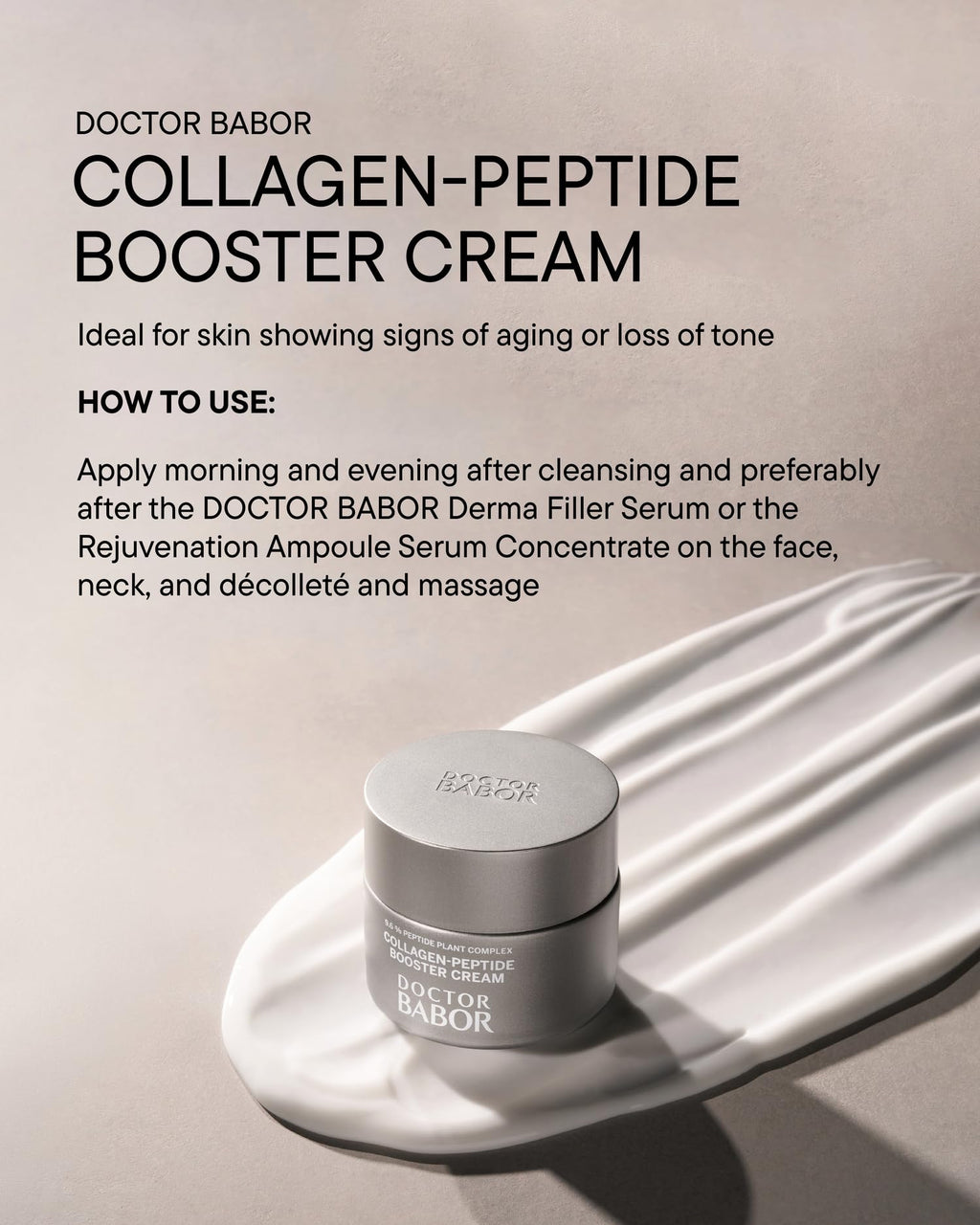 BABOR Collagen Peptide Booster Cream – Firming & Plumping Moisturizer with Hyaluronic Acid & Squalane | Day & Night