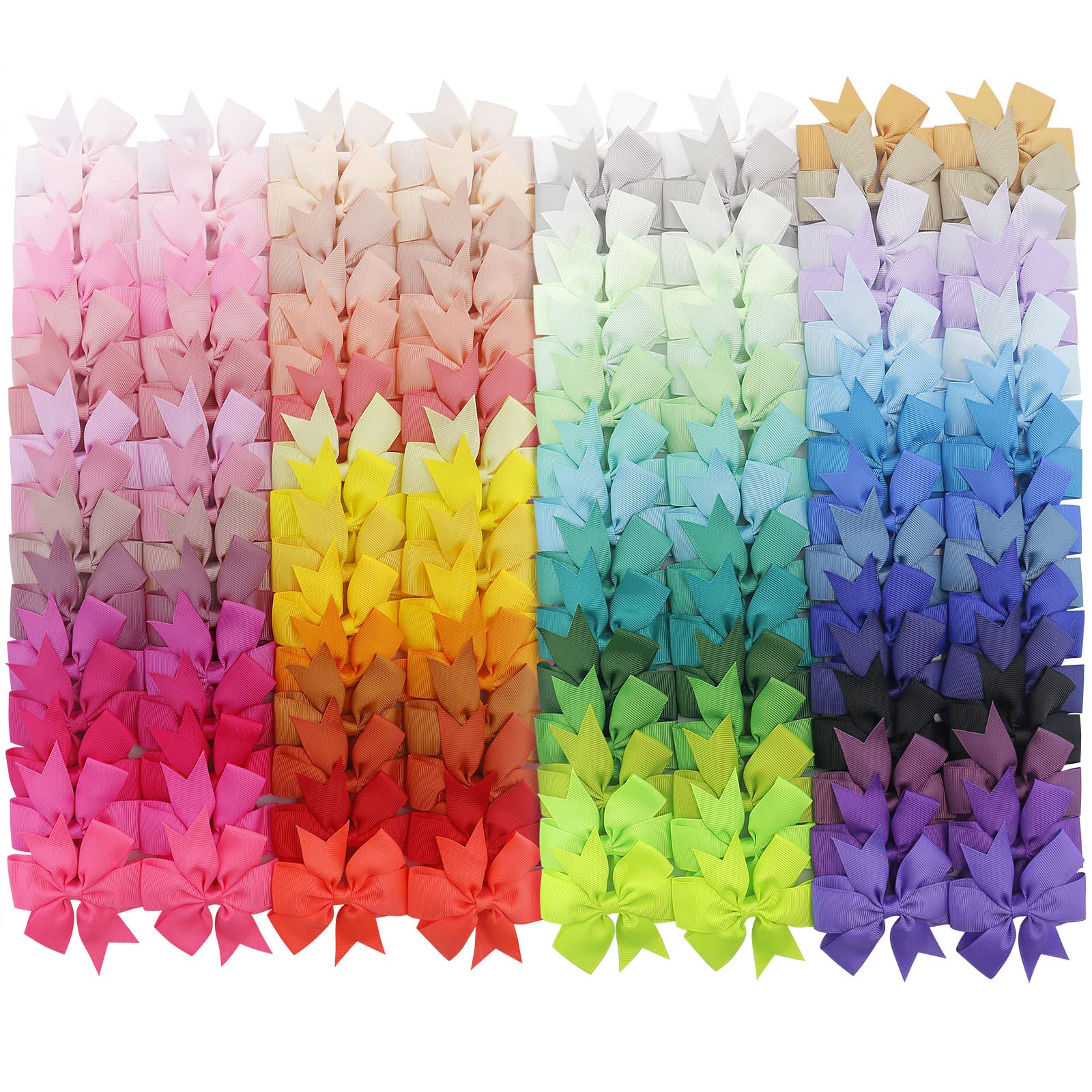 Babymatch 120PCS 3-Inch Pinwheel Grosgrain Ribbon Bows with Alligator Clips – 60 Colors x 2