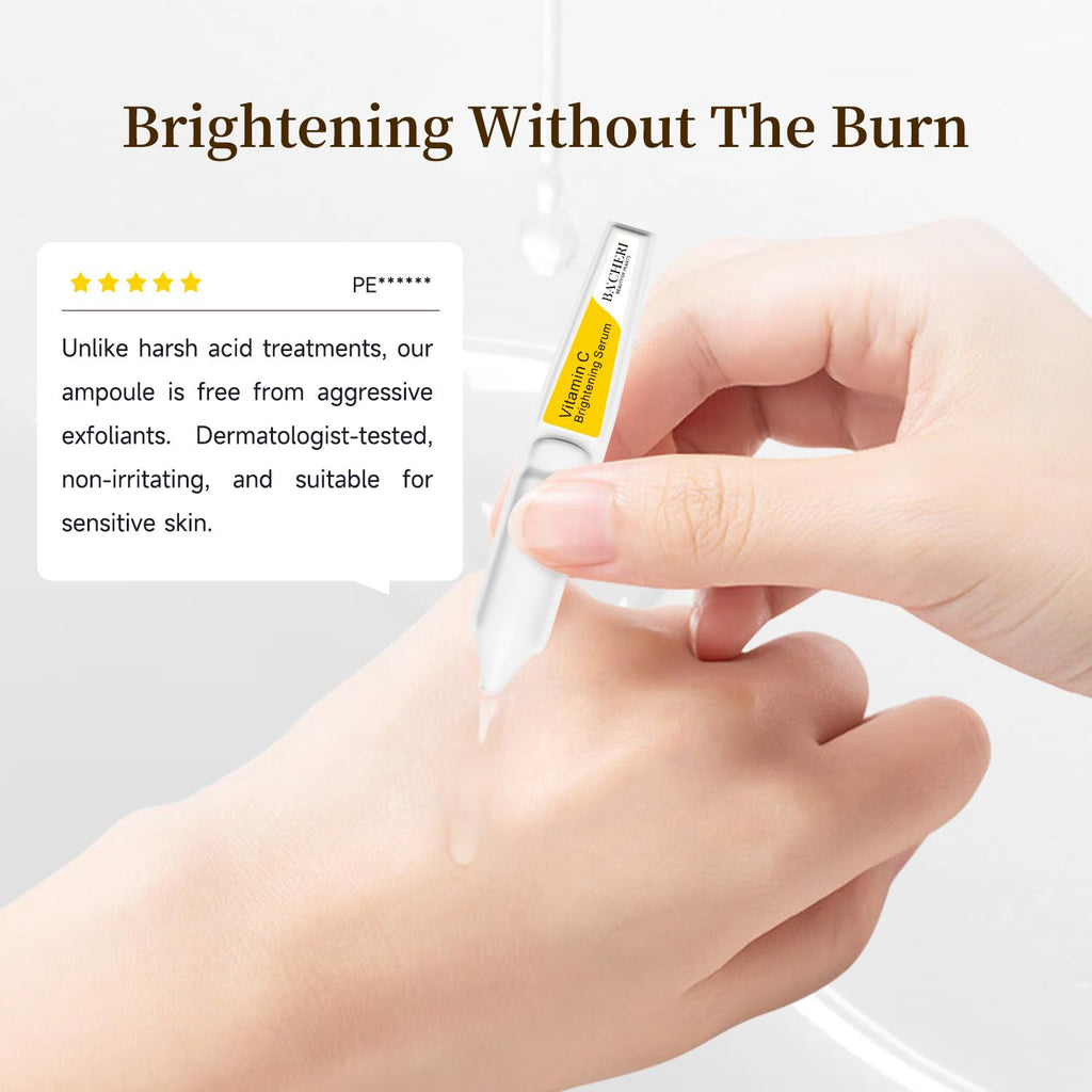 BACHERI Vitamin C Brightening Serum – 30x1.2ml Ampoules with Glutathione, Niacinamide & Hyaluronic Acid
