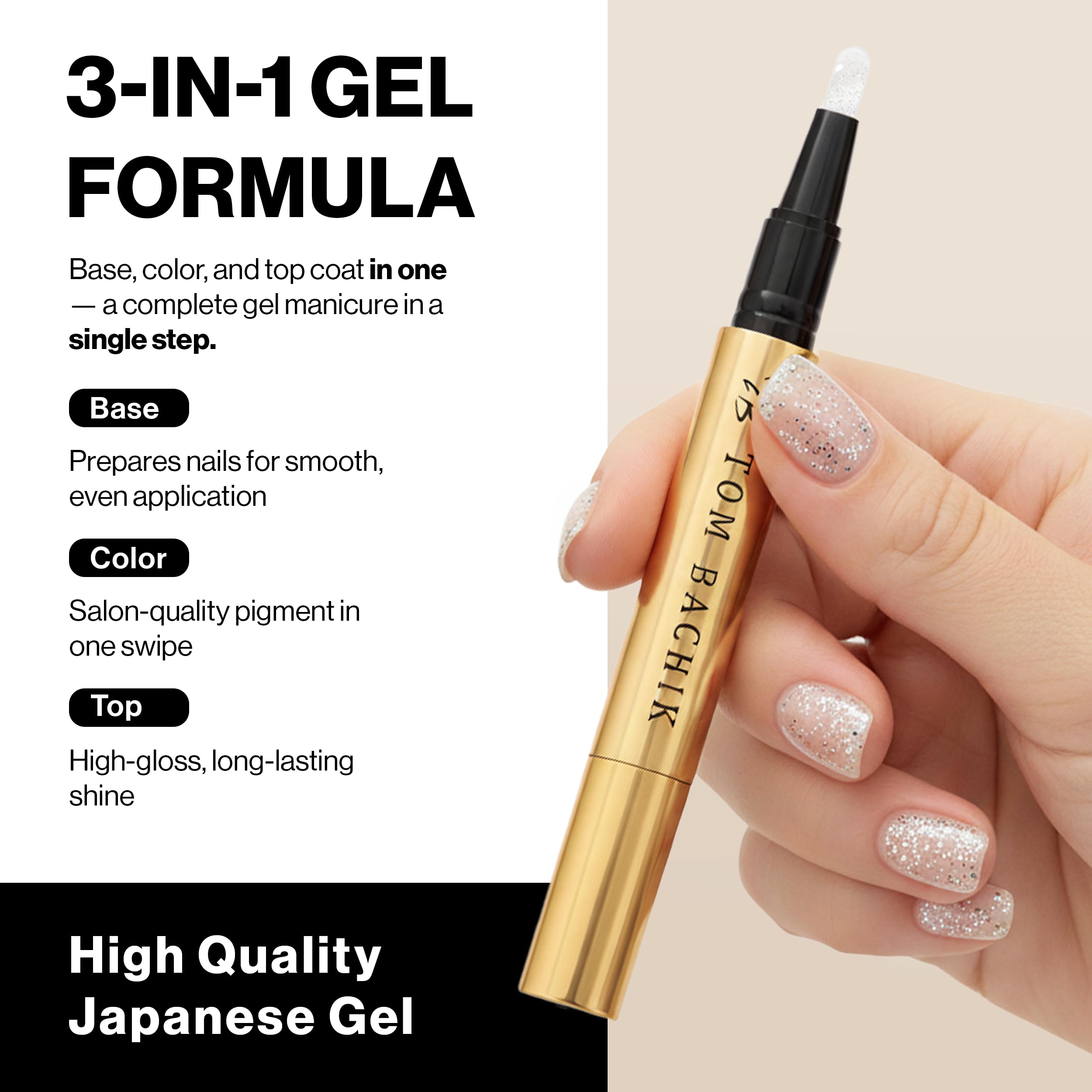 Bachik Click Colors Gel Nail Pen – 3-in-1 Gel Polish for At-Home Manicures