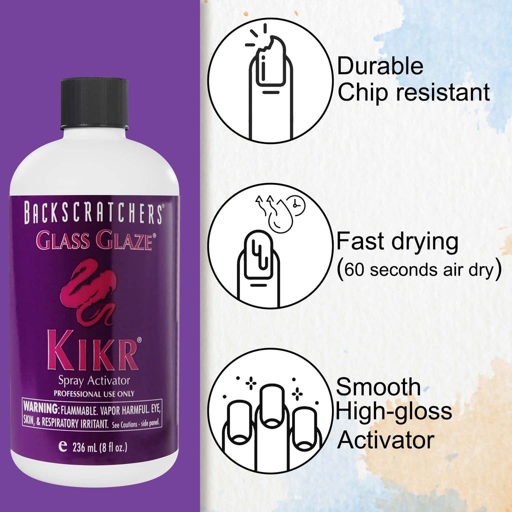 BackScratchers Kikr Spray Activator – Fast Nail Resin Cure for Fiberglass or Silk Wraps (8 oz)