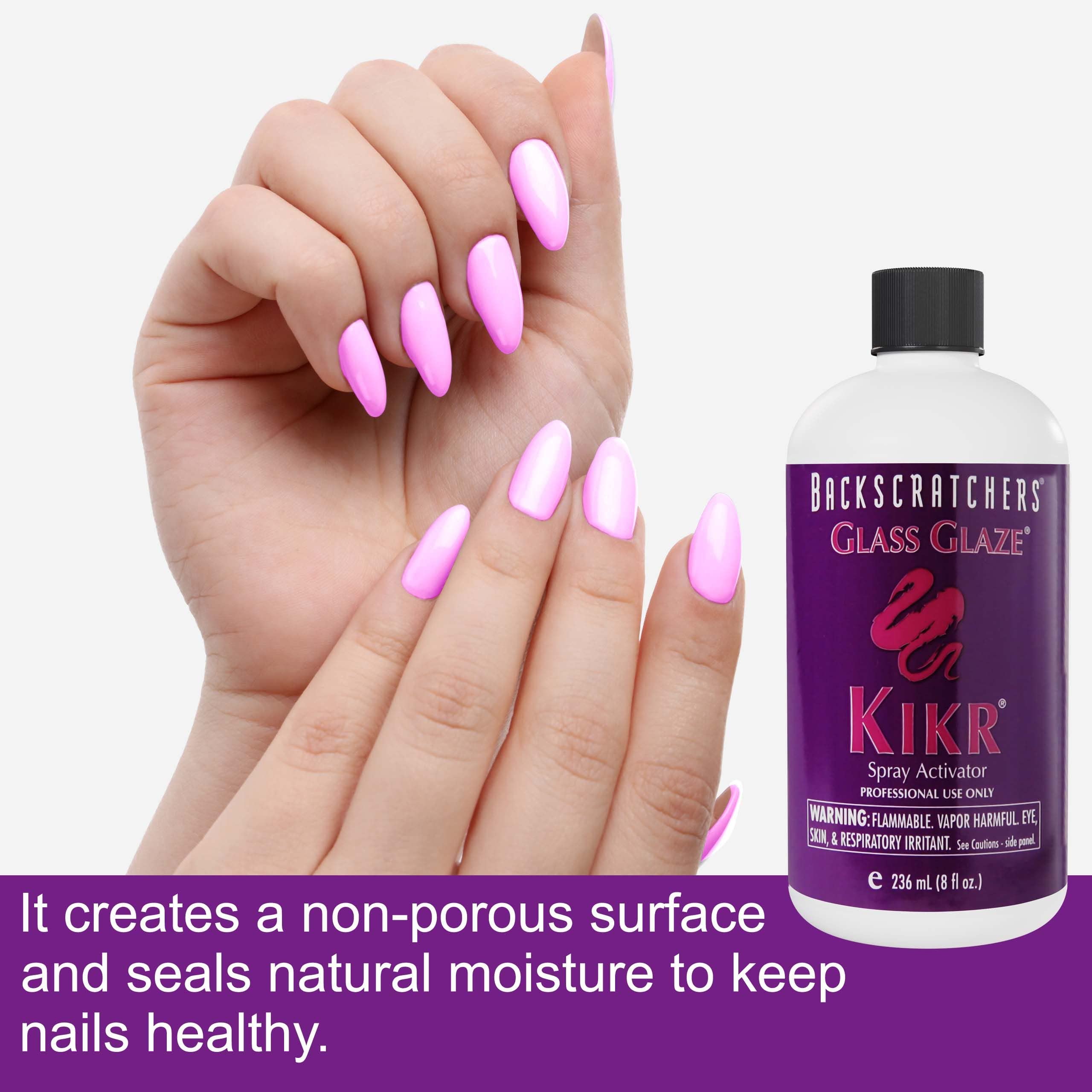 BackScratchers Kikr Spray Activator – Fast Nail Resin Cure for Fiberglass or Silk Wraps (8 oz)