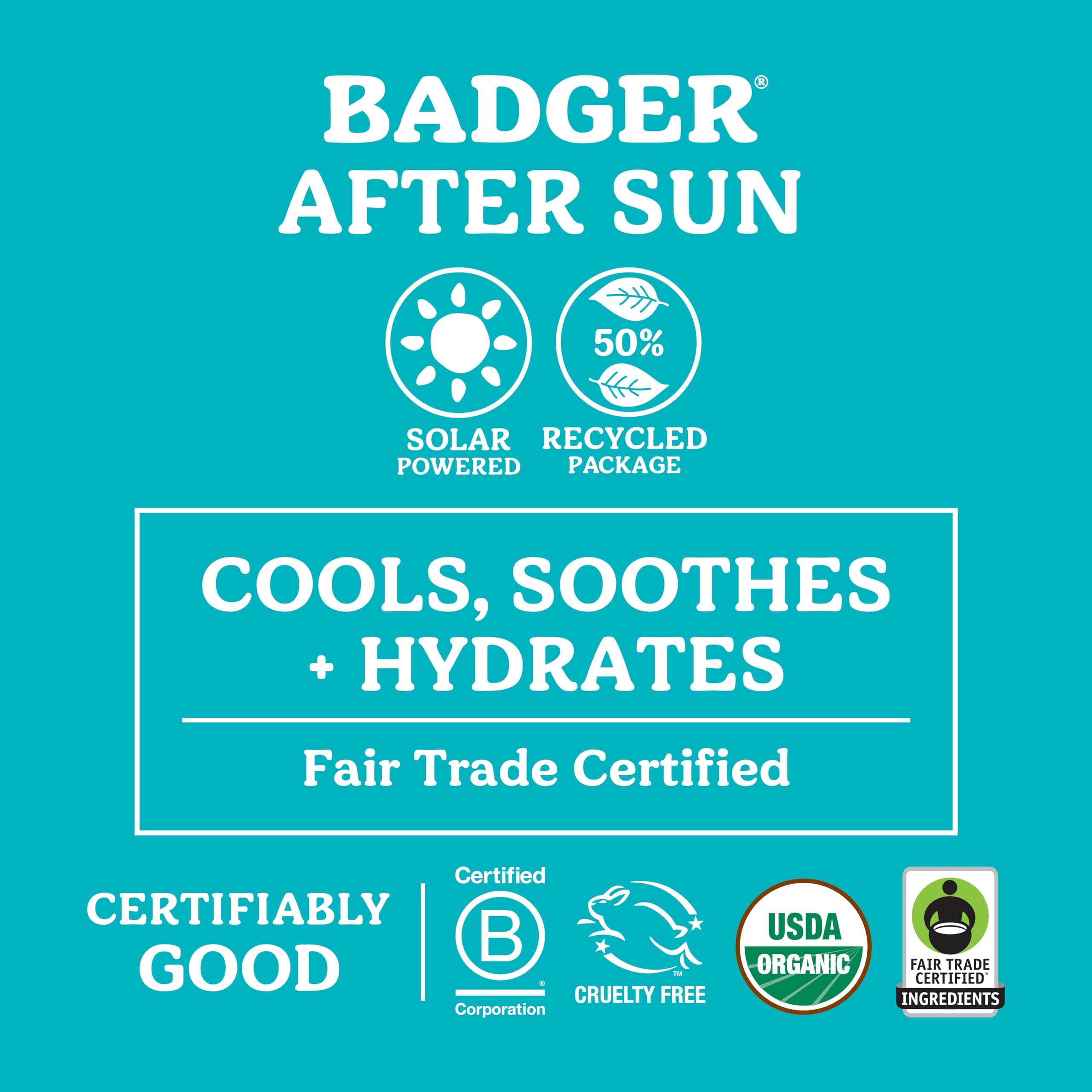 Badger Coconut AfterSun Balm – 100% Organic Soothing After Sun Care, 2 oz Tin