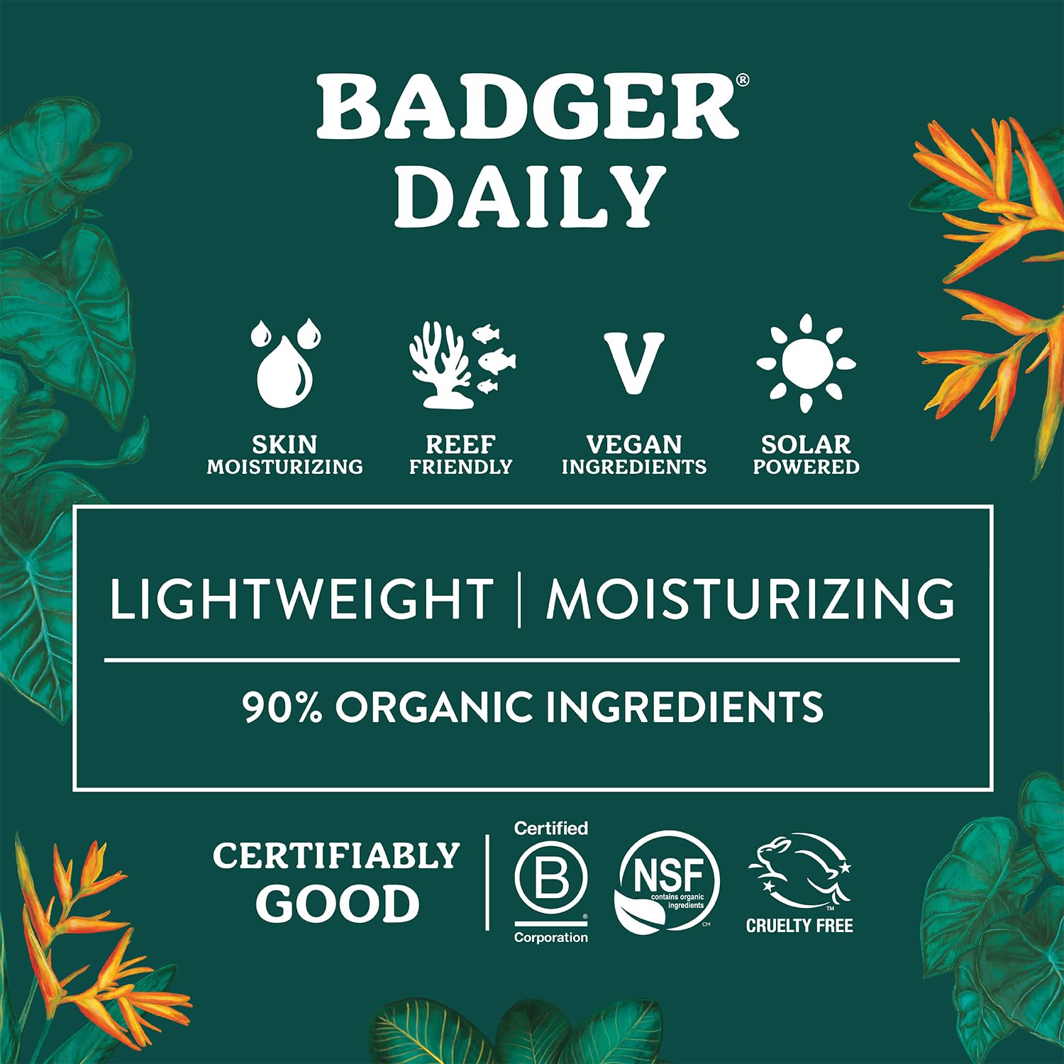 Badger Mineral Daily & Face Sunscreen SPF 30 — Lightweight Organic Mineral Sunscreen, Vegan & Unscented, 2-Pack