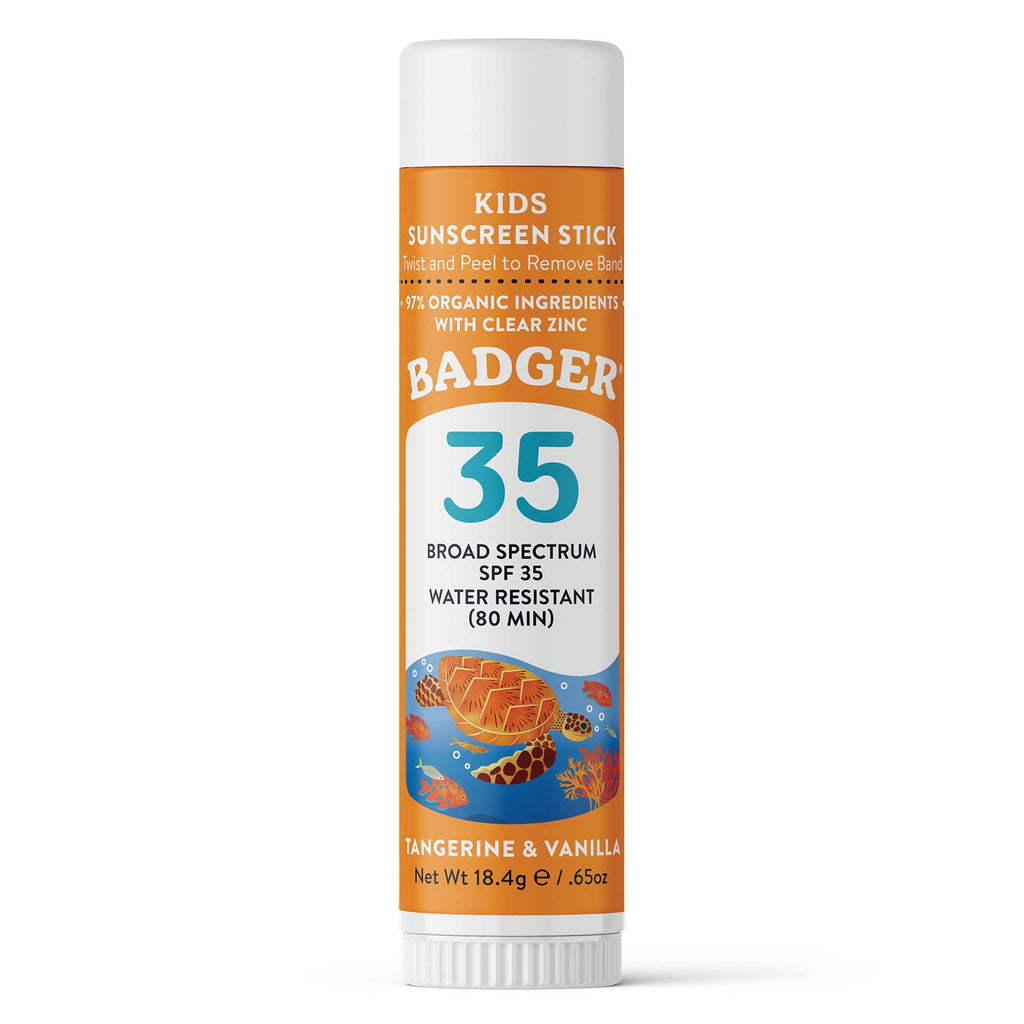 Badger Mineral Kids Sunscreen Face Stick SPF 35 | Travel Size, Reef Safe