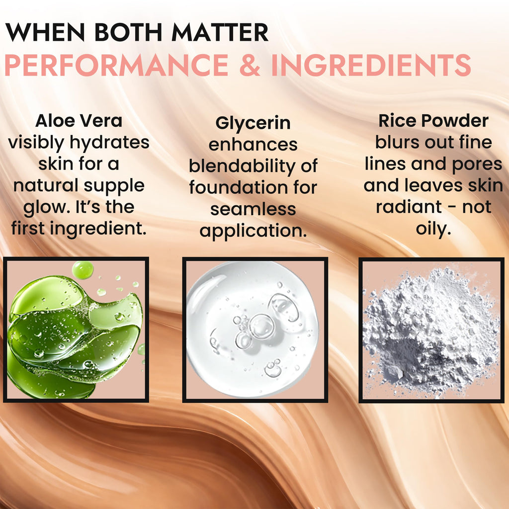 BaeBlu LUX Organic Aloe Liquid Foundation – Cream Finish, Natural Vegan, Gluten-Free, Made in USA