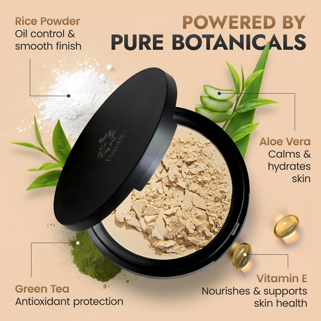 BaeBlu Organic Pressed Setting Powder – Invisible Banana | Talc-Free, Non-Toxic Matte Finish