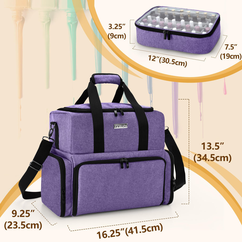 BAFASO Nail Polish Organizer – Holds 80 Bottles + UV Lamp, 2 Removable Pouches