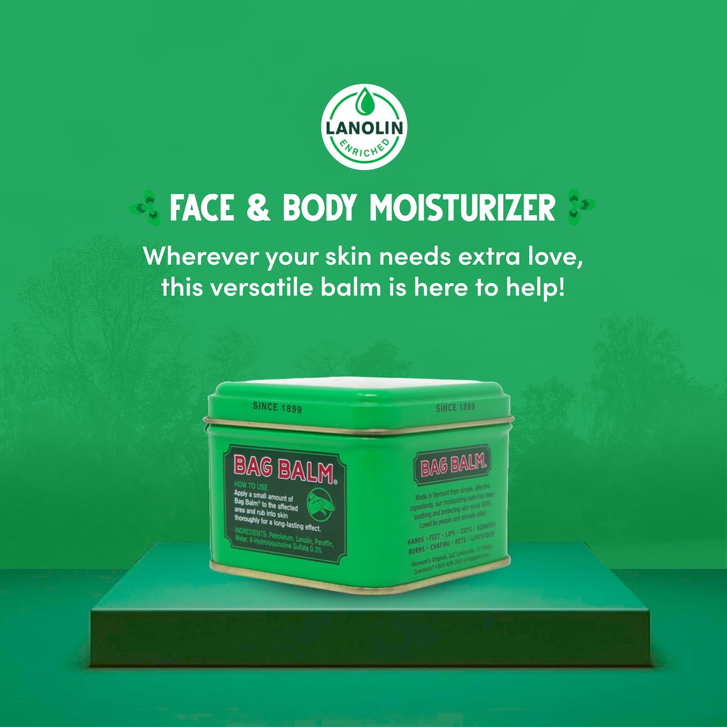 Bag Balm Vermont Original Hand Moisturizer 8oz Tin 3 Pack Fragrance-Free