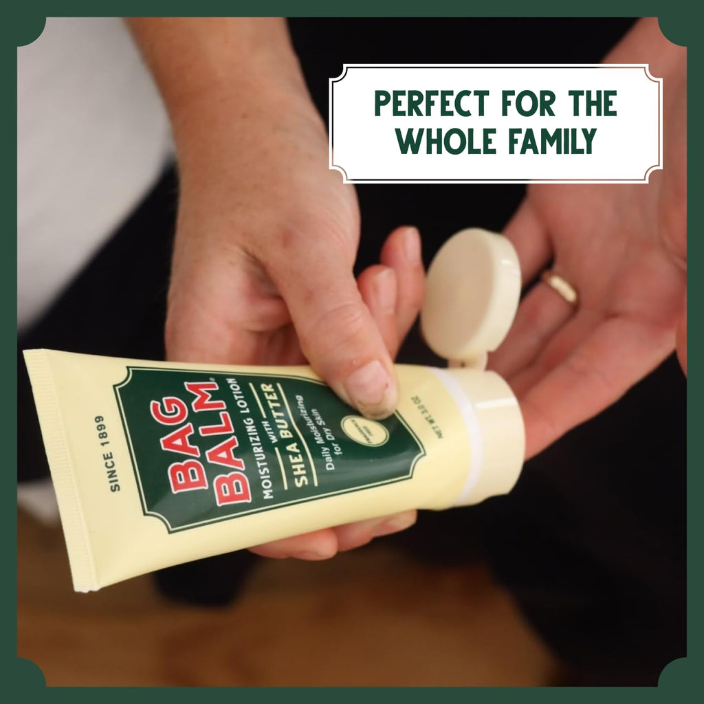 Bag Balm Vermont's Original Hand & Body Dry Skin Lotion with Shea Butter & Jojoba — Fragrance-Free, Non-Greasy, 3oz Tube (2 Pack)