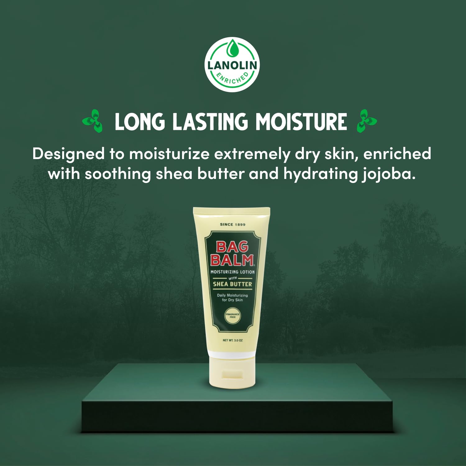 Bag Balm Vermont's Original Hand & Body Dry Skin Lotion with Shea Butter & Jojoba — Fragrance-Free, Non-Greasy, 3oz Tube (2 Pack)