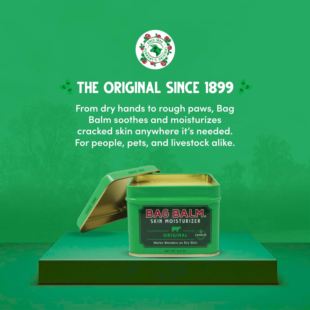Bag Balm Vermont’s Original Pet Paw & Skin Balm – Moisturizing Salve for Dry Paws, Noses & Rough Skin – 8 oz (2 Pack)