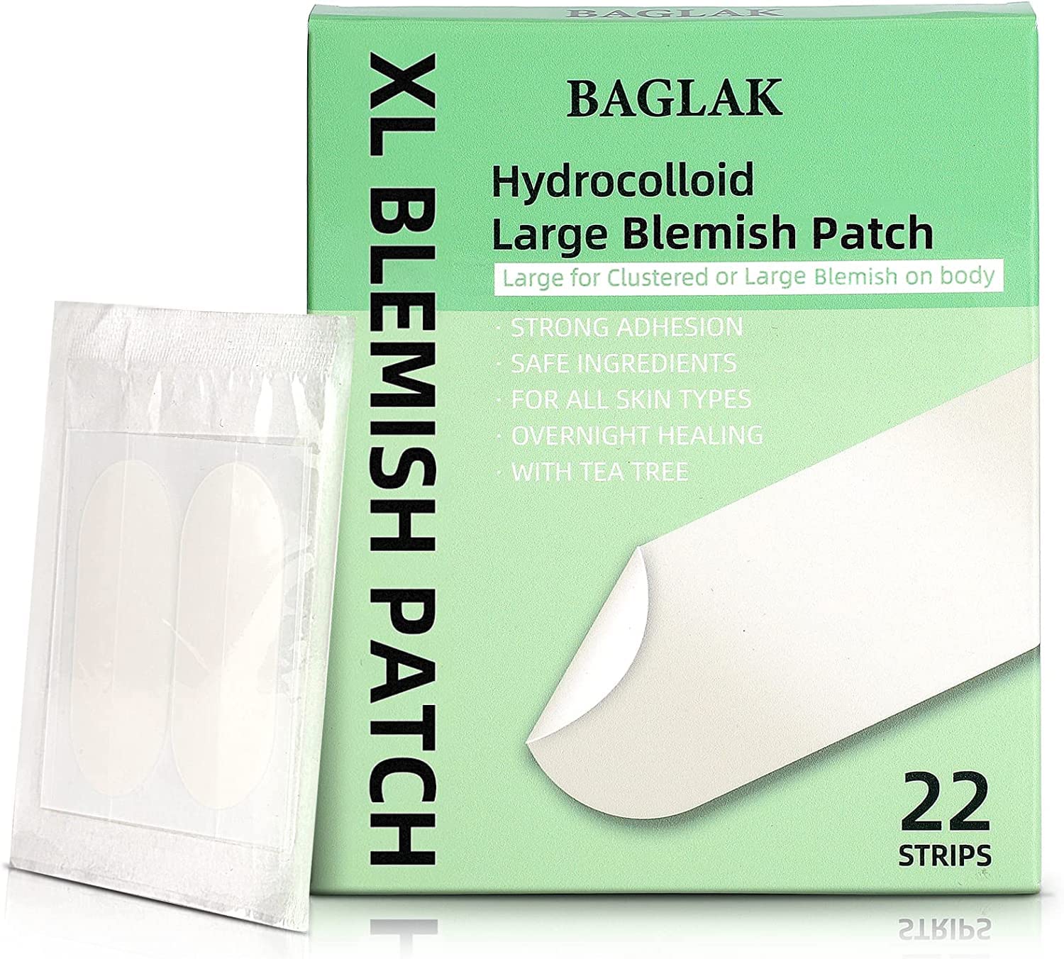 BAGLAK Large Blemish Patches – 22 XL Hydrocolloid Patches for Face