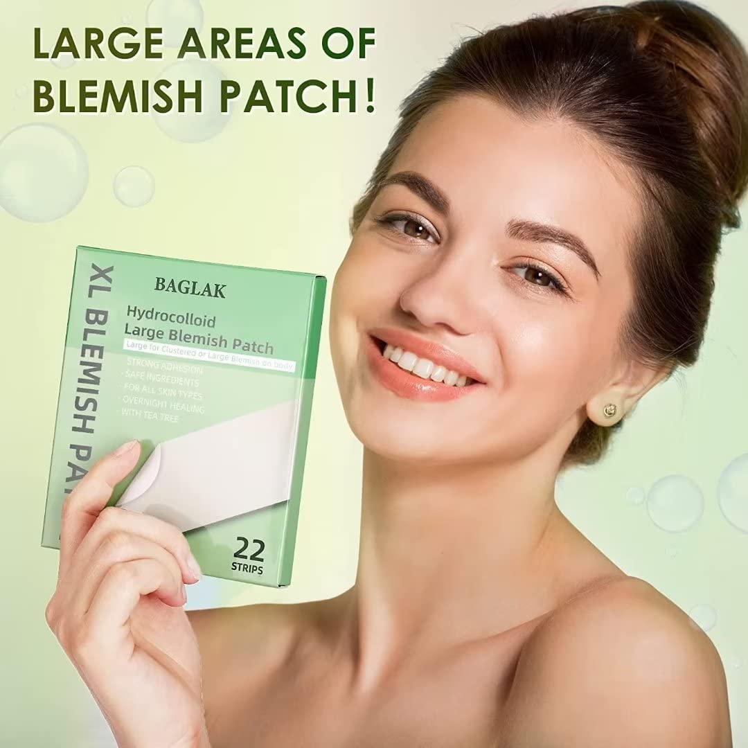 BAGLAK Large Blemish Patches – 22 XL Hydrocolloid Patches for Face
