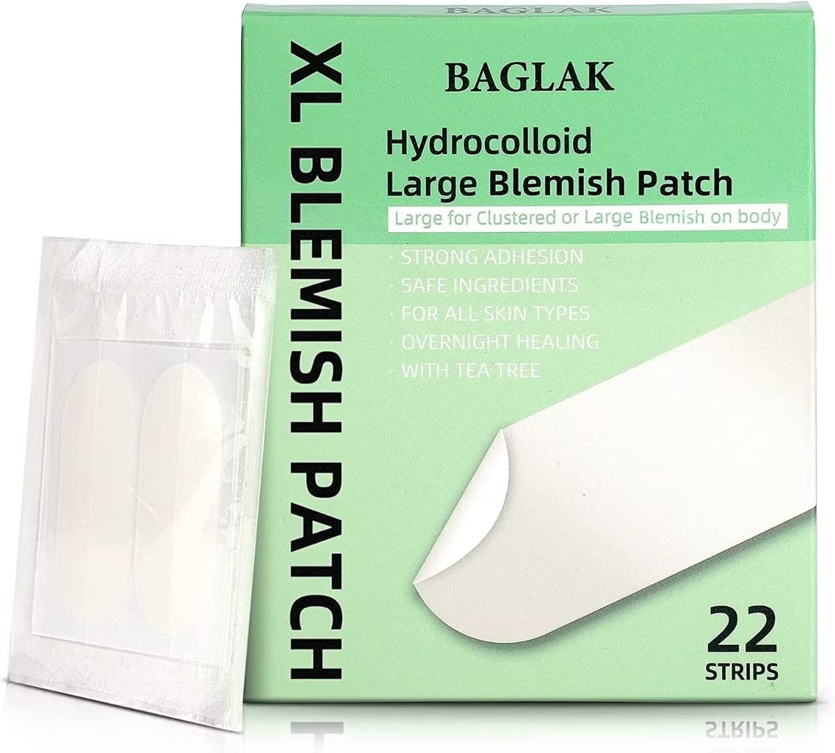 BAGLAK Large Blemish Patches – 22 XL Hydrocolloid Patches for Face