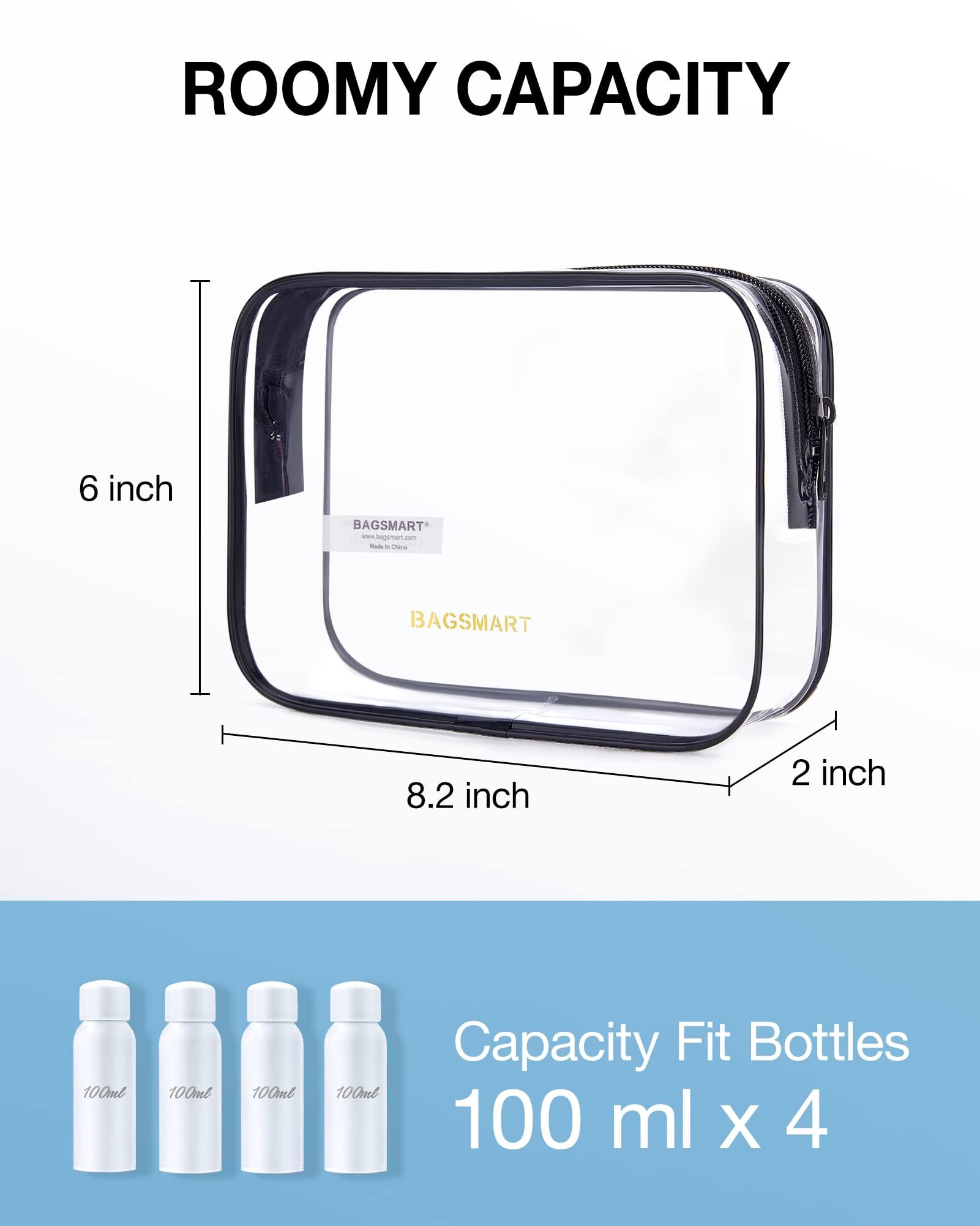 BAGSMART Clear Toiletry Bag 2-Pack – TSA Approved, Nude Pink Carry-On Pouches