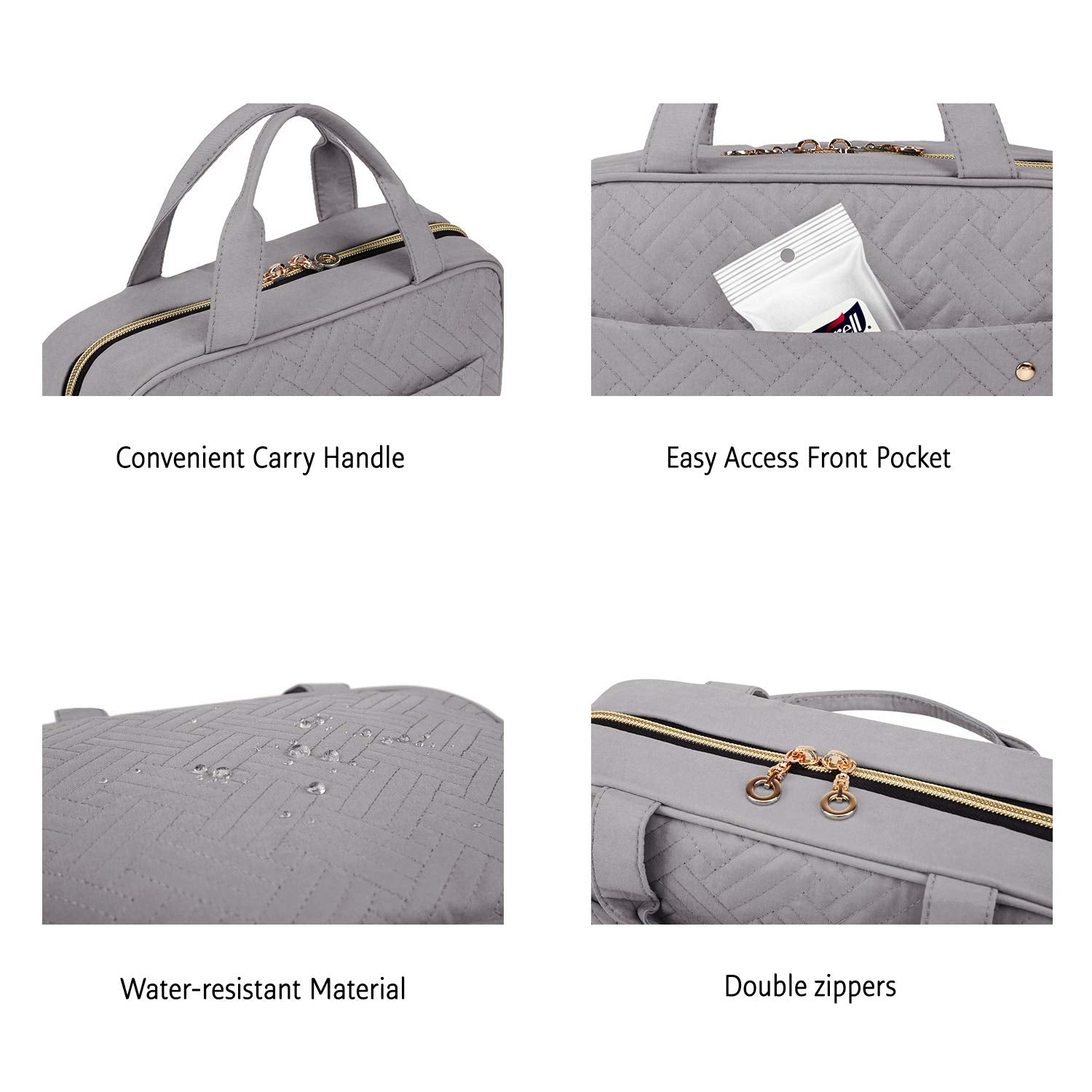 BAGSMART Toiletry Bag with Hanging Hook | Water-Resistant Travel Organizer (Medium, Grey)