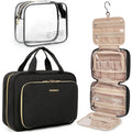 BagSmart Hanging Toiletry Bag & TSA-Approved Transparent Cosmetic Bag | Large Travel Organizer (Black)