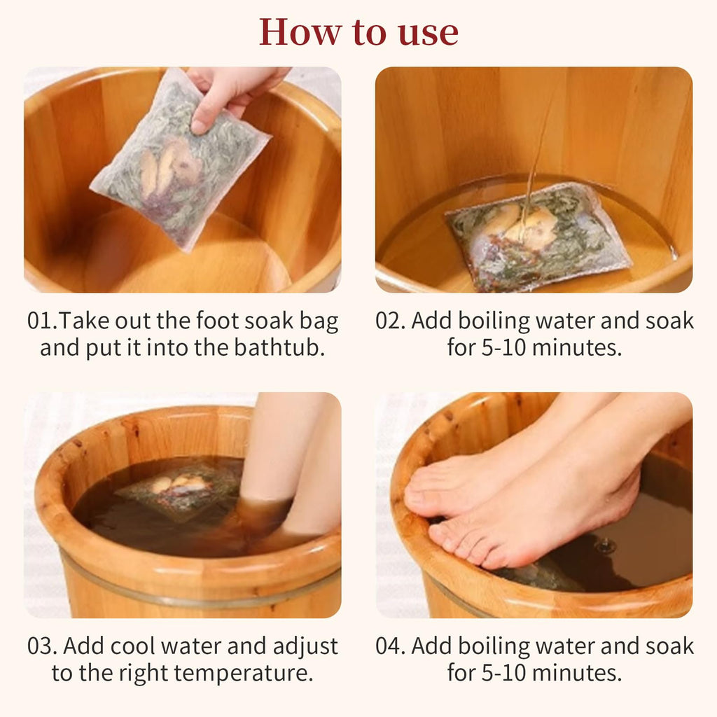 Baihuatang Herbal Foot Soak – 12-Herb Mugwort & Wormwood Bath Bag, 400g