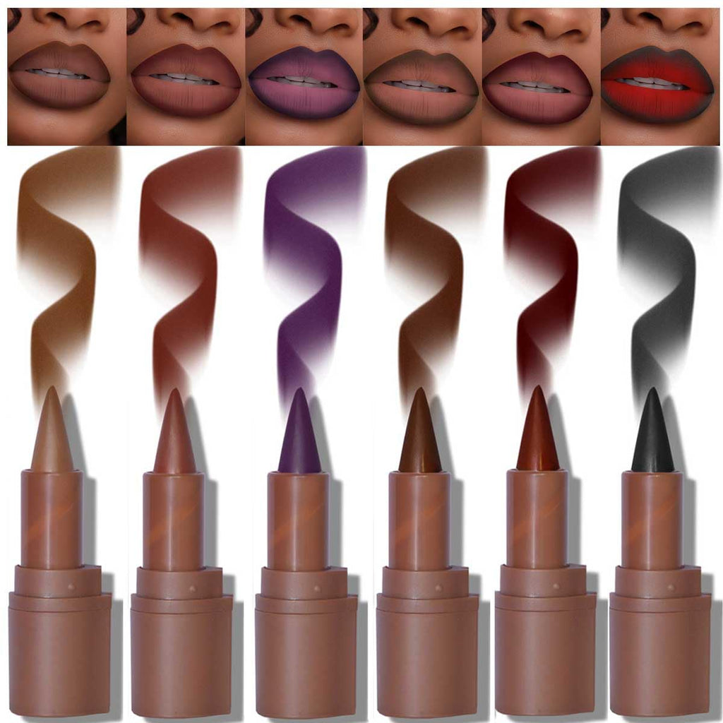 BAISEN DIARY 6PCS 2-in-1 Gradient Lip Liner & Lipstick Set | Long-Wear Lip Crayon Duo