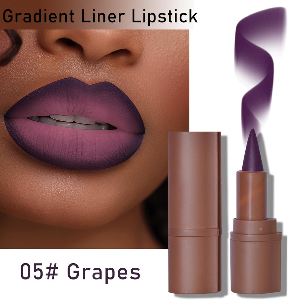 BAISEN DIARY 6PCS 2-in-1 Gradient Lip Liner & Lipstick Set | Long-Wear Lip Crayon Duo