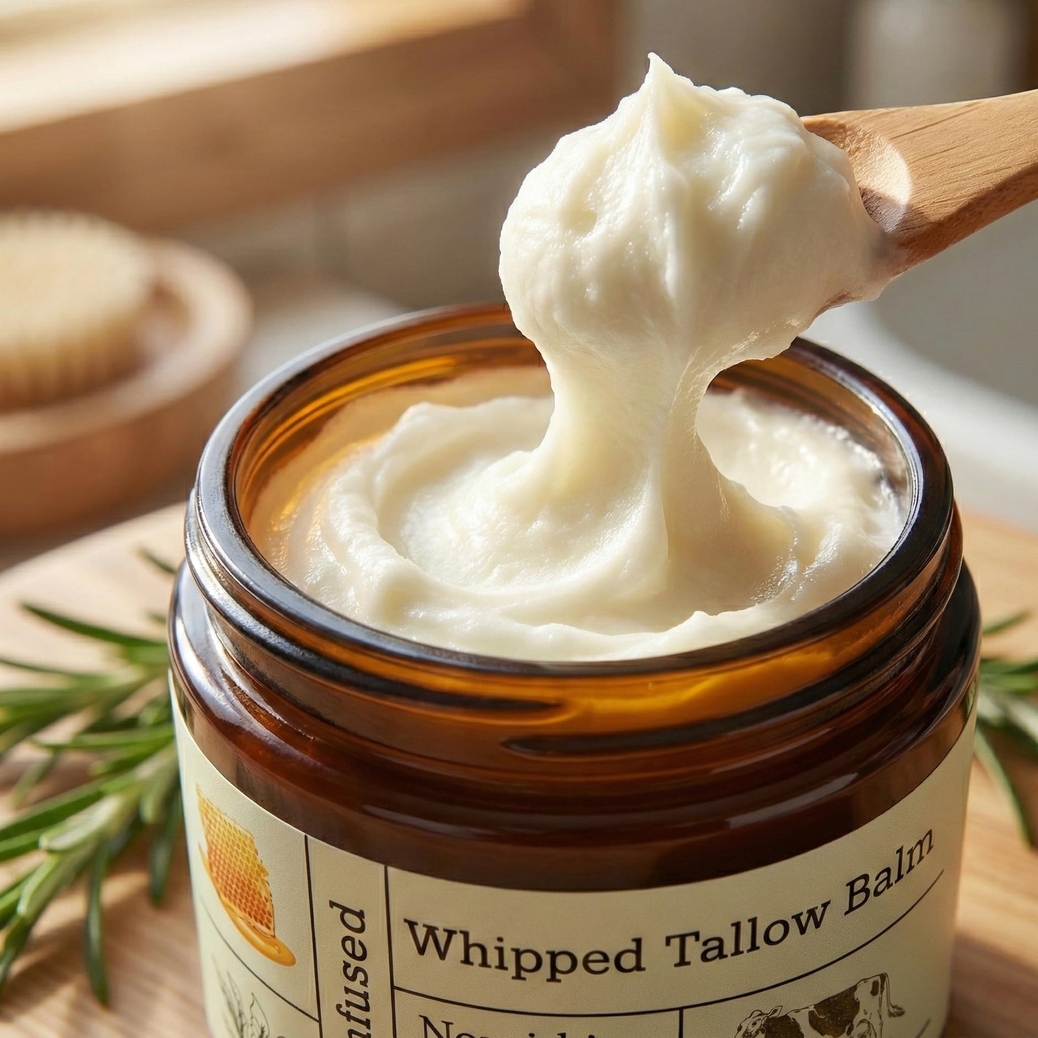 BAISEN DIARY 2PCS Beef Tallow Balm with Raw Honey | Organic Whipped Moisturizer for Dry & Sensitive Skin