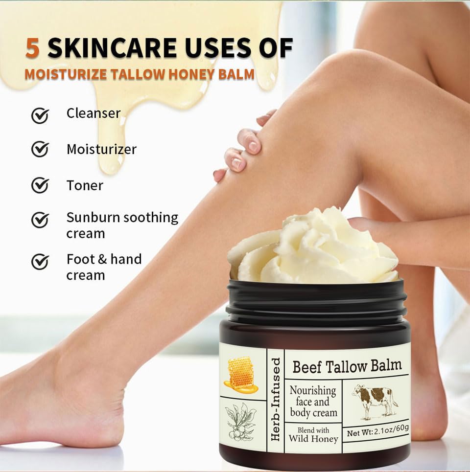 BAISEN DIARY Beef Tallow for Skin – Natural Whipped Tallow & Honey Balm