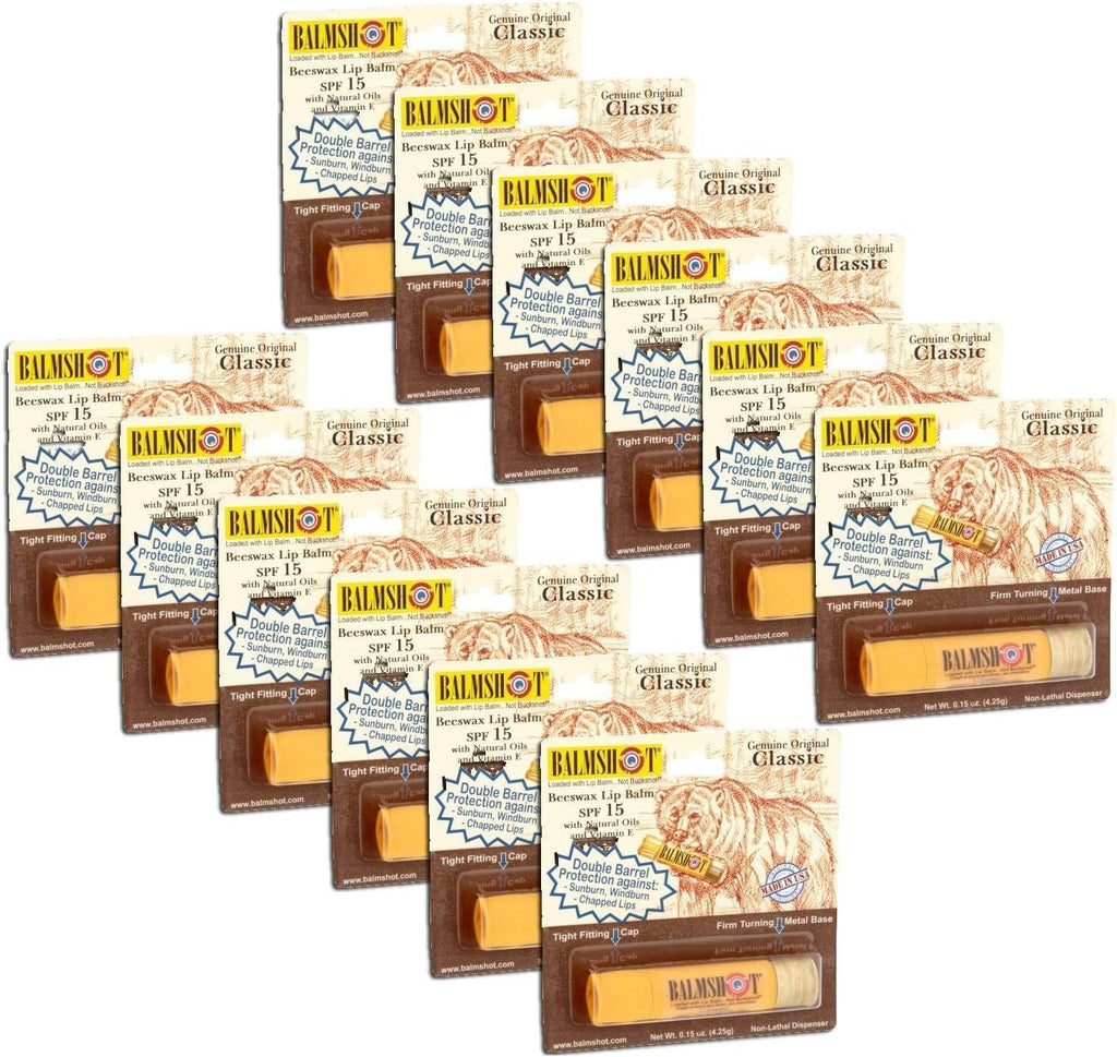 Balmshot Pack of 12 Beeswax Lip Balm SPF 15 – 0.15 oz