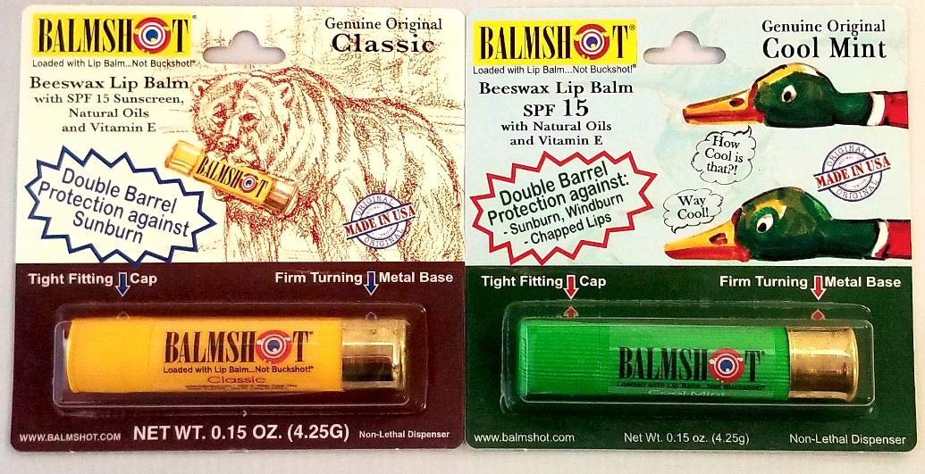 Balmshot Lip Balm Two Pack: Classic & Cool Mint with SPF 15