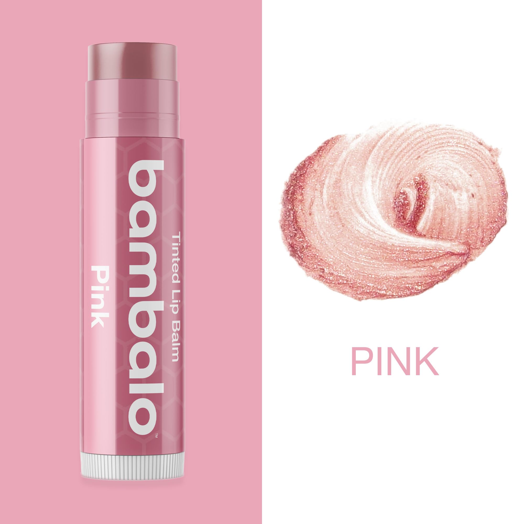 Bambalo Pink Tinted Lip Balm 4-Pack – Hydrating Natural Lip Care, Soft Rosy Tint – Made in USA