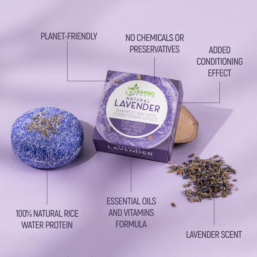 BAMBOEARTH Lavender Solid Shampoo Bar – 12 Pack | Plant-Based, Zero-Waste Hair Care