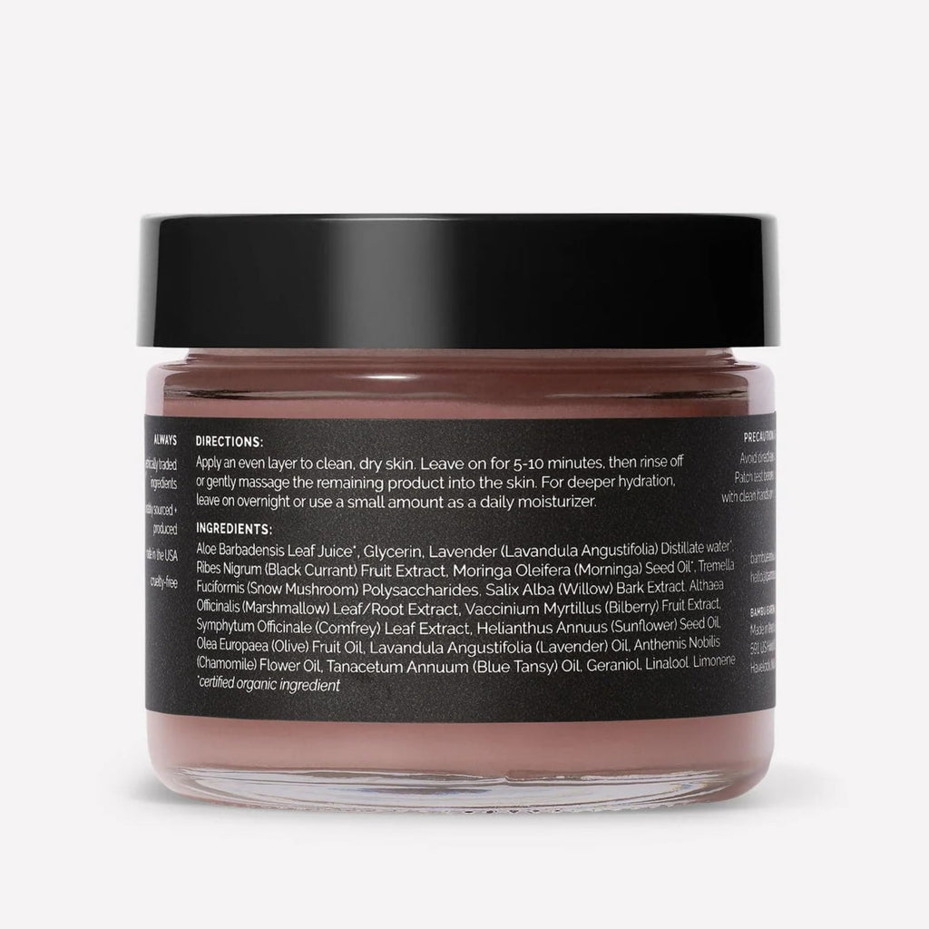BAMBU EARTH Bilberry & Snow Mushroom Mask (2 oz) – Deep Hydration Facial Mask for All Skin Types