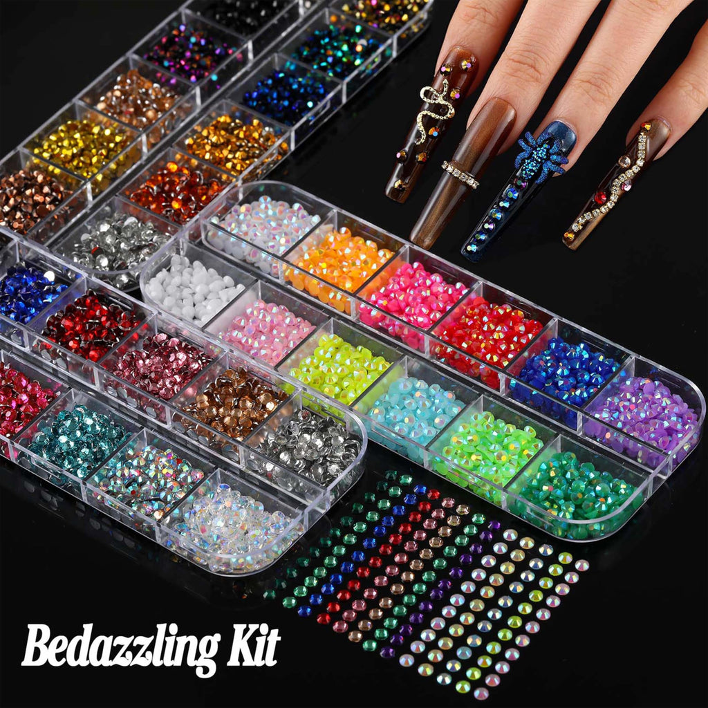 BANA ART Nail Charms Kit — 18,000+ 3D Gems in 13 Boxes with Cross, Crown, Pearls