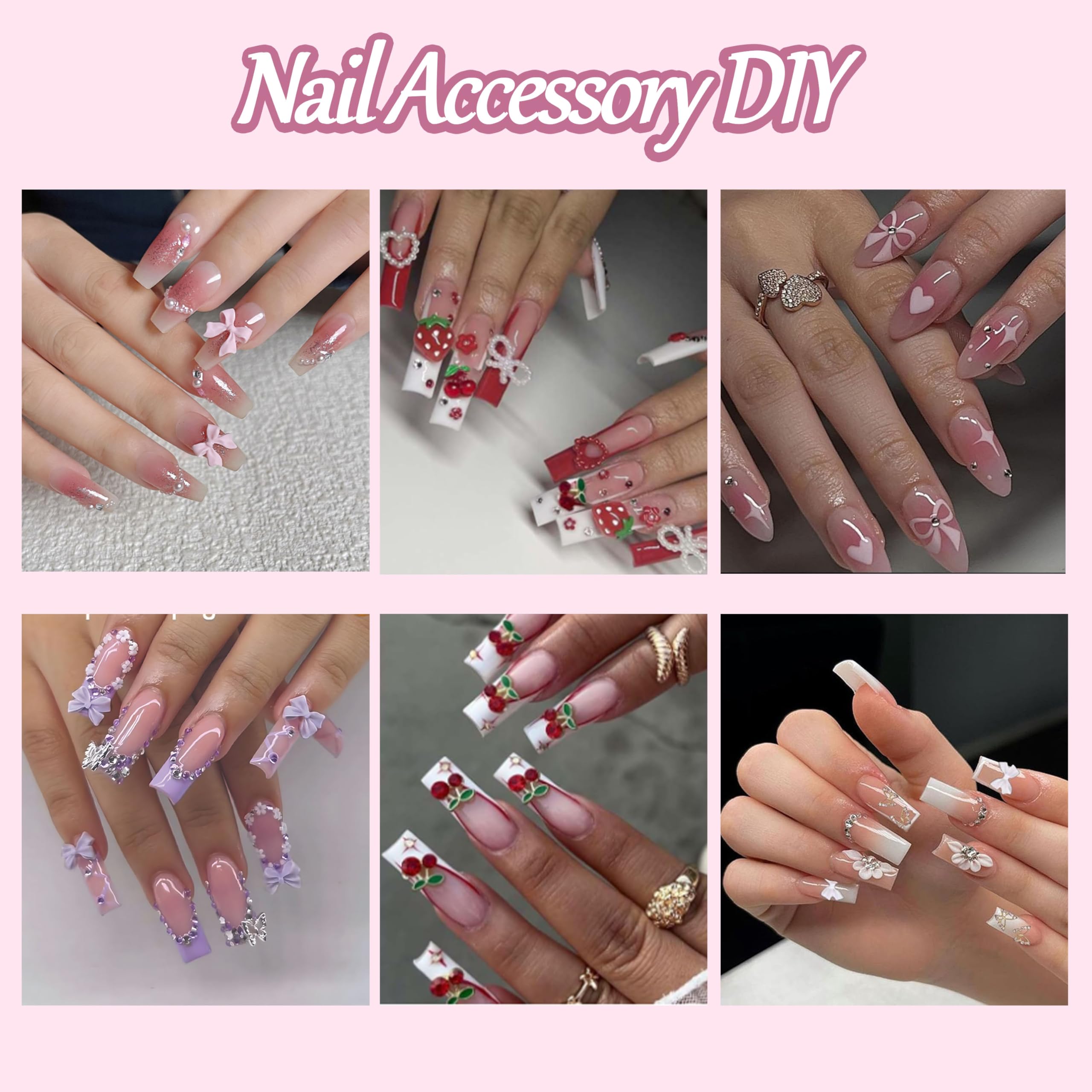 BANA ART 3D Flowers Nail Charms Kit – Colorful Bow, Flower & Butterfly Charms for Nails
