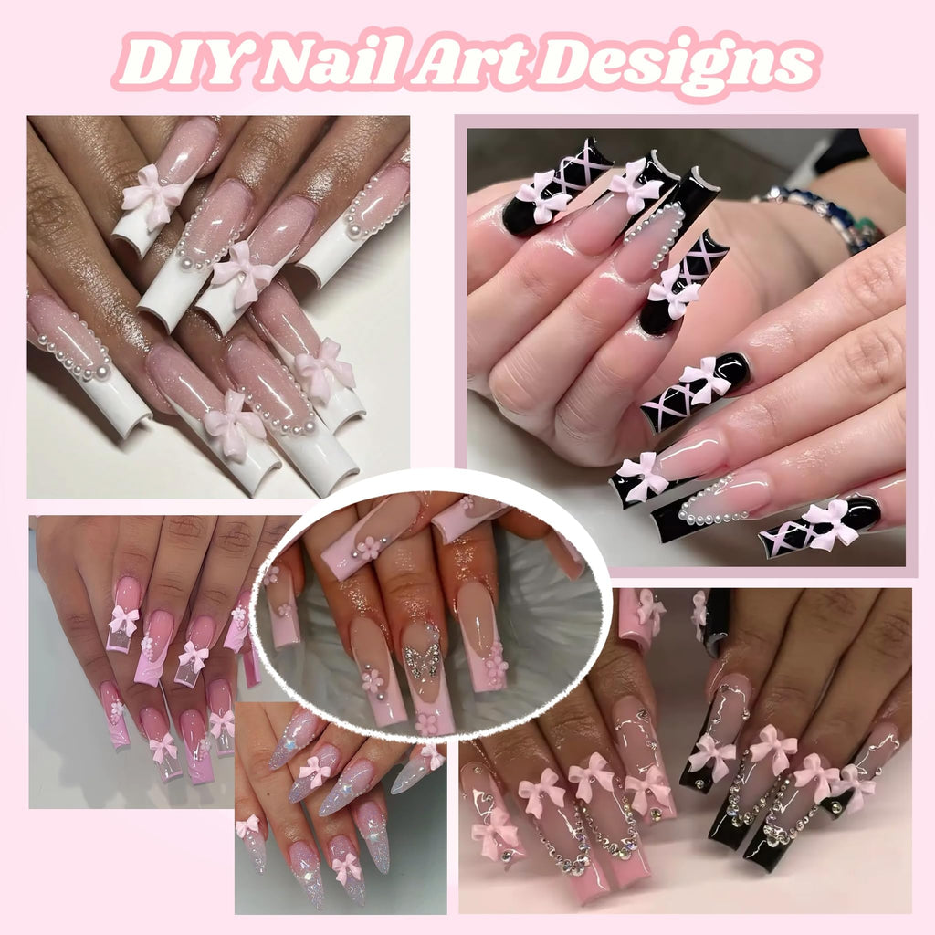 BANA ART 3D Flowers Nail Charms Kit – Colorful Bow, Flower & Butterfly Charms for Nails
