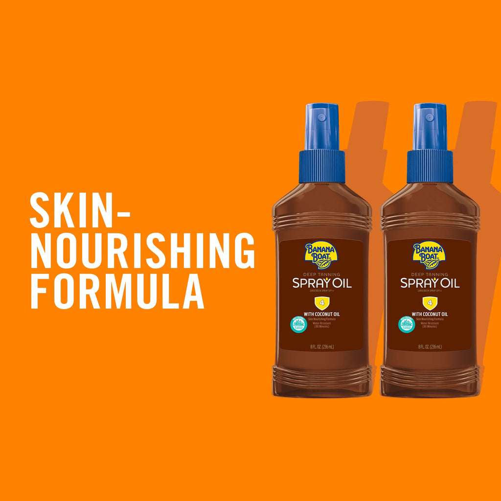 Banana Boat Deep Tanning Spray Oil SPF 4 — Moisturizing Tan with Carrot, Banana & Coconut Oil (8 oz)