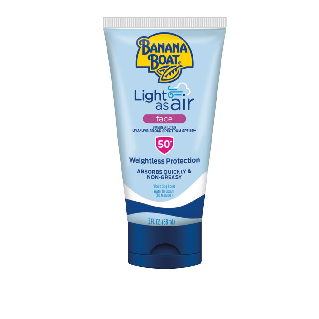 Banana Boat Light As Air SPF 50 Face Sunscreen – 3oz Travel Size, Non-Greasy, Oxybenzone-Free